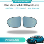 Perodua Axia 2nd Blue Mirror with LED Signal Lamp 1 Year Warranty VACC AUTO