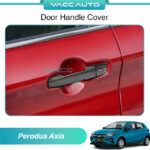 Perodua Axia A300 Door Handle Cover (Black / Carbon Fiber Design / Chrome)