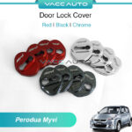 Perodua Myvi M300 Door Laock Cover Red Chrome Black