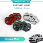 Perodua Myvi M600 Door Lock Cover Red Chrome Black