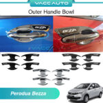 Perodua Bezza D63D Outer Handle Bowl With Emblem Glossy Black Chrome Carbon
