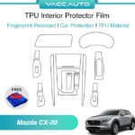 VACC AUTO Transparent TPU Interior Protector Film Scratch Resistant Protective Film For Mazda CX30 CX-30 DM 2020-2024 Car Accessories