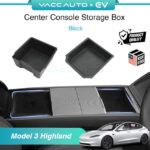 VACC AUTO Center Console Front Rear Storage Box Organizer Tray Drawer For Tesla Model 3 Highland 2024 Car Accessories