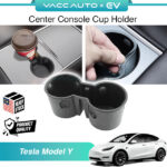 VACC AUTO Center Console Rubber Water Cup Holder Insert For Tesla Model Y 2020-2024 Car Accessories