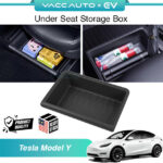VACC AUTO TPE Under Seat Hidden Storage Box Organizer Tray Interior For Tesla Model Y 2020-2024 Car Accessories