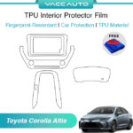 VACC AUTO Transparent TPU Interior Protector Film Scratch Resistant Protective Film For Toyota Corolla Altis E210 2021-2024 Car Accessories
