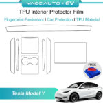 VACC AUTO Transparent TPU Interior Protector Film Scratch Resistant Protective Film For Tesla Model Y 2020-2024 Car Accessories