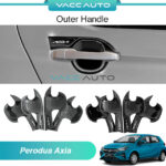 Perodua Axia A300 Outer Handle Protector Cover Carbon Glossy Black