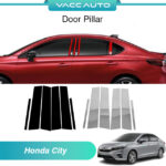 Honda City GN2 7th Gen Door Pillar Black Design Full Chrome Steel Center Pillar Cover 2020 - 2024 GN MK7 Vacc Auto