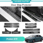Proton S70 Door Step Side Scuff Plate Sill Plate Guard Protector Stainless Steel Titanium Black (2024-Current) Vacc Auto