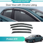 Proton S70 Door Visor with Chrome Lining Rain Guard Window Visor Stainless Steel For S70 (2024-Current) Vacc Auto Car Ac
