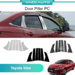 Toyota Vios AC100 Door Pillar Chrome Carbon Black Window Door PC Center Pillar Cover Trim Fit For AC100 2023 - 2025 VACC
