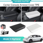 Tesla Model 3 Highland 2024 - 2025 Center Console Armrest Cover TPE Trim Black OR White Vacc Auto Car Accesories