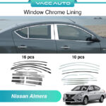Nissan Almera Window Chrome Lining + Door Pillar Windows Trim Panel For Almera (2011-2019) Car Acccessories VACC Auto