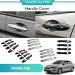 Honda City GN2 2020 - 2025 Chrome Carbon Black Handle Fiber Design Door Handle-Stick Type Cover Trim Vacc Auto