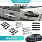 Honda City GM6 T9A 6th Chrome Handle Carbon Fiber Design Door Handle Cover Trim For City (2014-2019) Vacc Auto Accessor