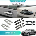 Honda HR-V HRV 2015-2022 Chrome Carbon Black Handle Fiber Design Door Handle-Stick Type Cover Trim Vacc Auto Accessories